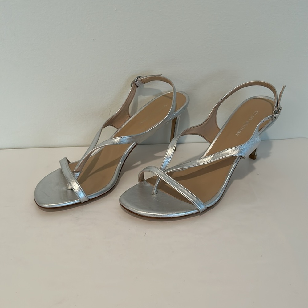 New Stuart Weitzman Silver Strappy Heels Size 9, Style code SB052. - Picture 4 of 9